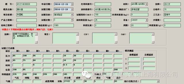 試模條件 試模條件